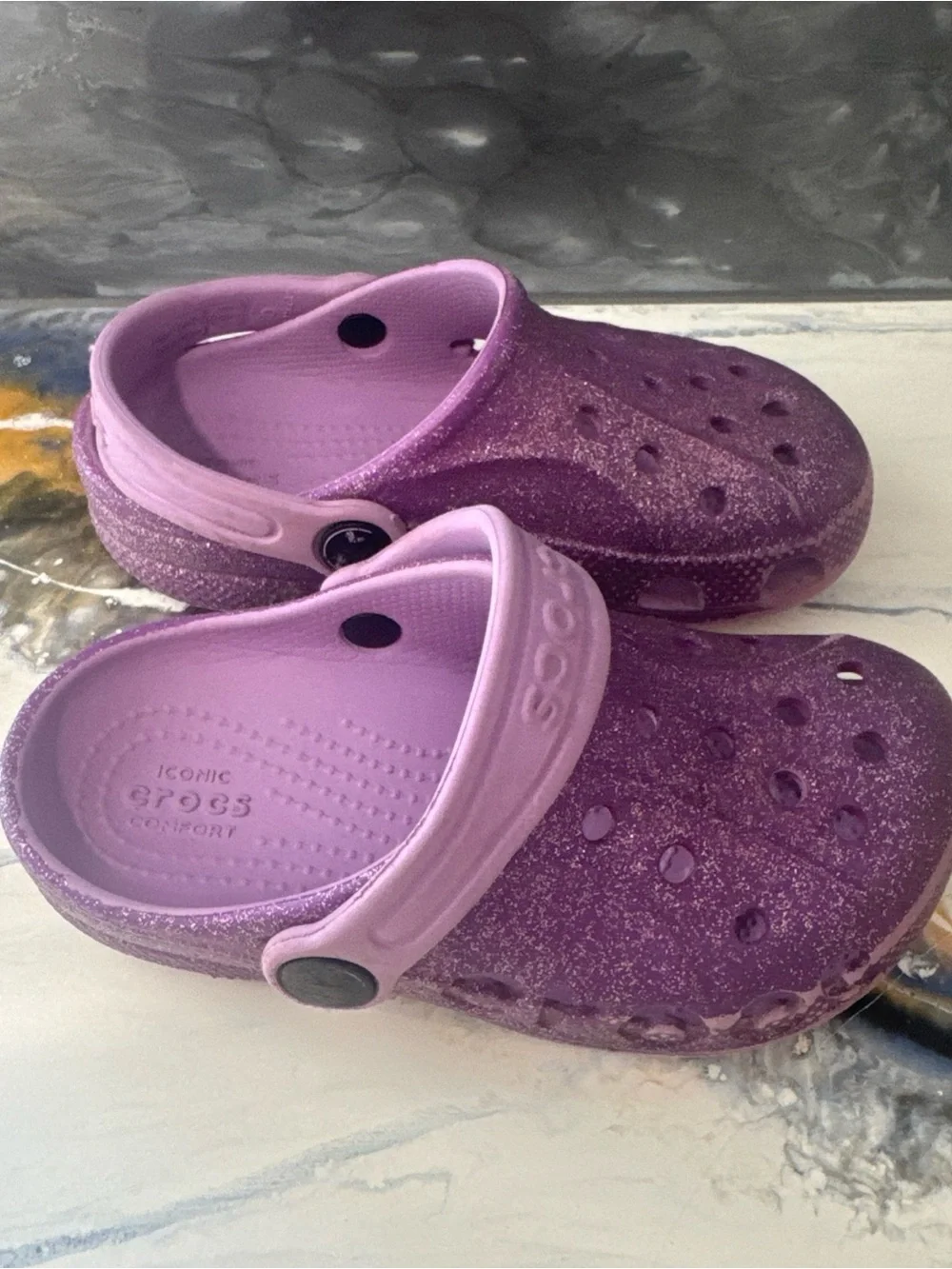 CROCS Kids' Purple Glitter Clogs size 10C